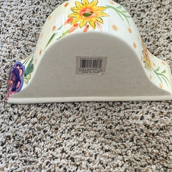 Floral Ceramic Clock with Gold Accents - Picture 2 of 6